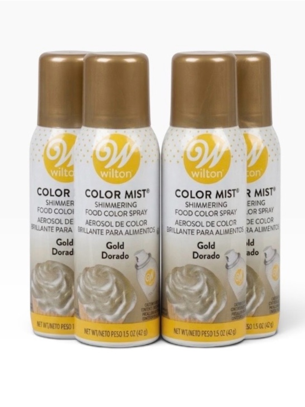 Lot (4) Wilton GOLD Color Mist Food Color Spray 1.5 oz Cupcakes Cake NEW SEALED